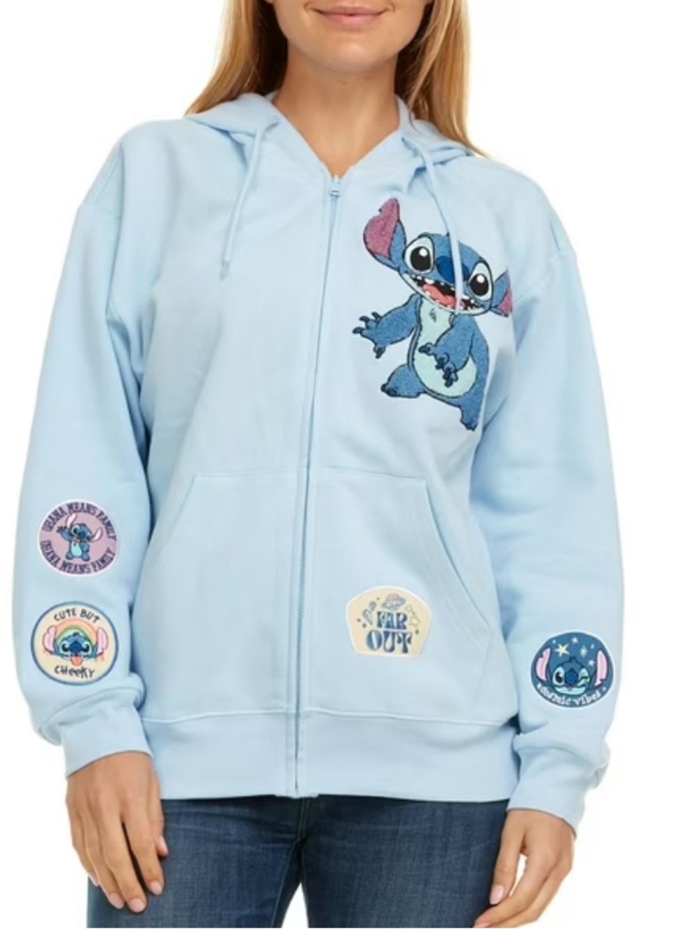 MWT Disney Light Blue Lilo & Stitch Full-Zip Hoodie